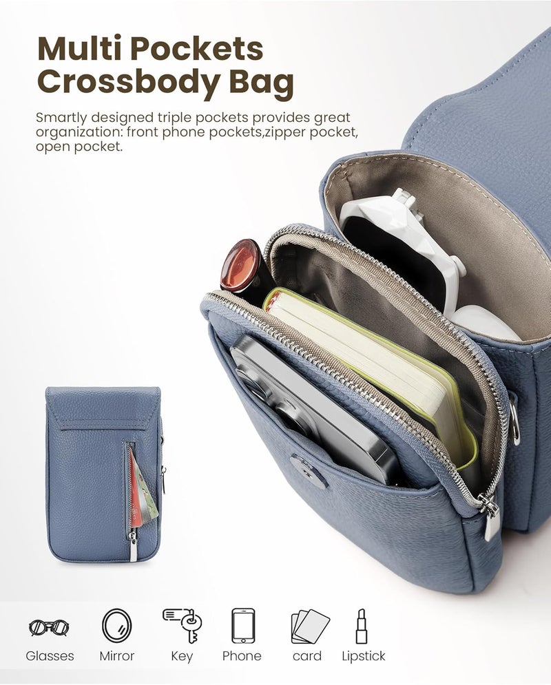 befen Genuine Leather Small Crossbody Bags for Women, Cell Phone Cross body Purse Bag with RFID Blocking Card Slots - Image 3